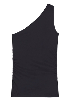 Closed one-shoulder organic-cotton tank top - Black