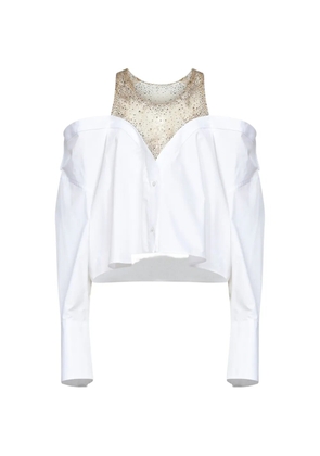 Giuseppe Di Morabito crystal off-the-shoulder blouse - White