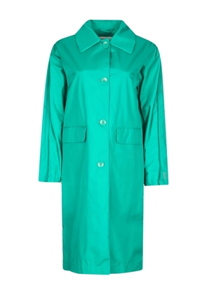 Add button-fastening collared coat - Green