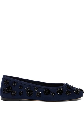 Stuart Weitzman Prima Bow embroidered flats - Blue