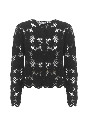 Kangra floral-mesh cardigan - Black
