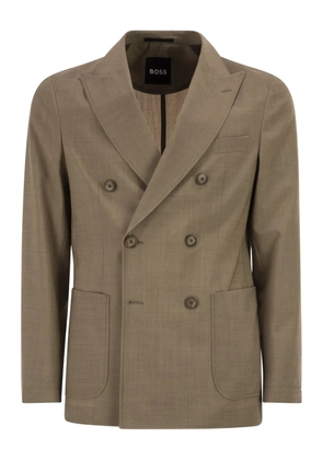 BOSS double-breasted pocket-patch blazer - Neutrals
