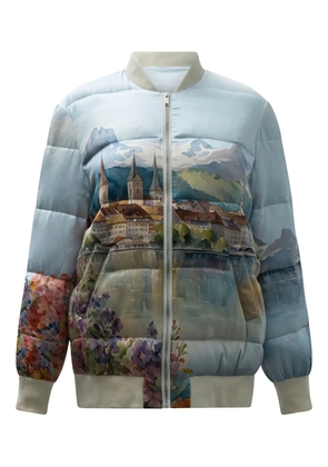 SLEEP NO MORE graphic-print padded jacket - Blue