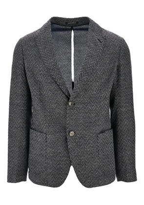Emporio Armani chevron single-breasted blazer - Grey