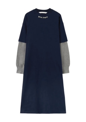 Palm Angels curved logo layered midi dress - Blue