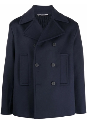 Valentino Garavani ribbed-panel double-breasted coat - Blue