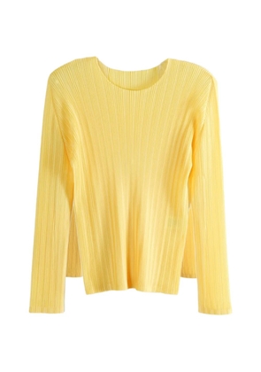 Pleats Please Issey Miyake pleated long-sleeved top - Yellow