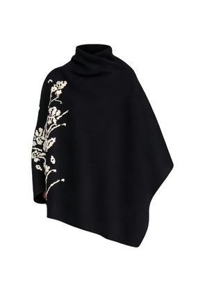 Ermanno Scervino floral-embroidered poncho - Black