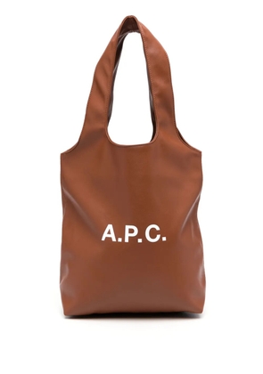 A.P.C. small Ninon logo-print tote bag - Brown