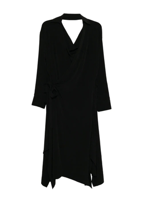 Yohji Yamamoto crepe de chine wrap dress - Black