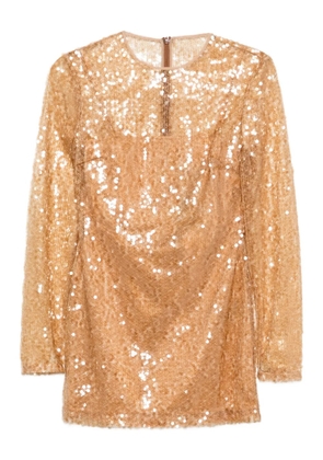 David Koma sequin-embellished long-sleeve dress - Gold