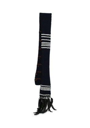 Prada striped feather-trimmed scarf - Blue