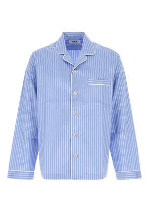 TEKLA embroidered striped shirt - Blue