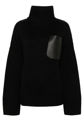 JW Anderson high-neck leather-pocket sweater - Black