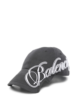 Balenciaga script logo drill cotton cap - Grey