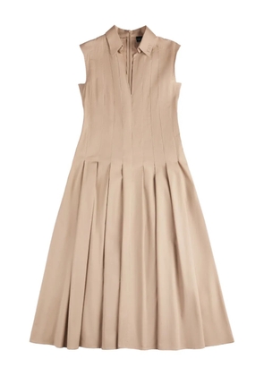 Fay pleated sleeveless midi dress - Neutrals