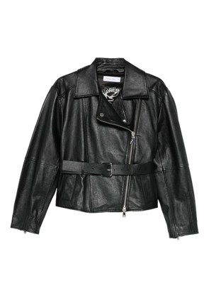 Patrizia Pepe belted zip-up biker jacket - Black