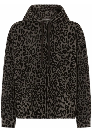 Dolce & Gabbana leopard print drawstring hoodie - Black