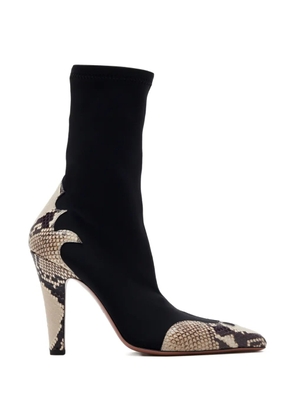 Paris Texas Belle snakeskin-effect ankle boots - Black