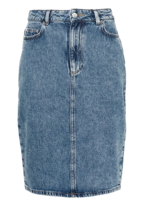 Moschino logo-appliqué pencil denim skirt - Blue