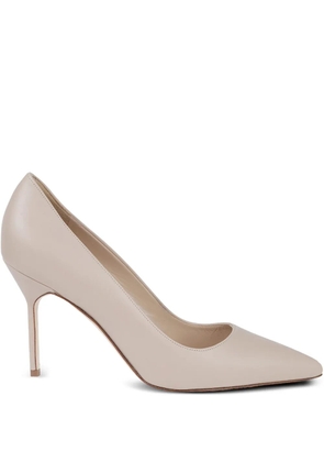 Manolo Blahnik 90mm pointed-toe leather pumps - Neutrals