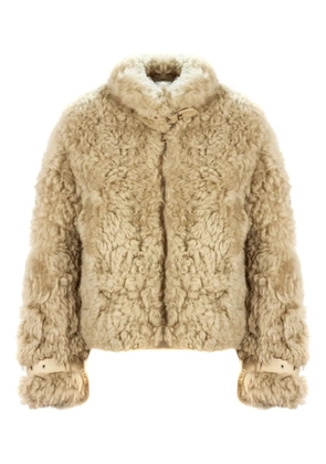 Sword faux-fur buckled coat - Neutrals