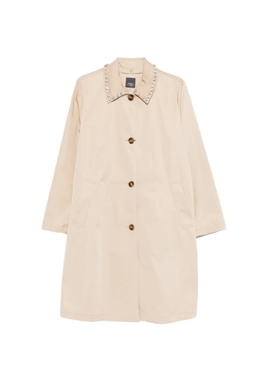 Marina Rinaldi embellished gabardine coat - Neutrals