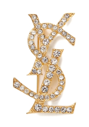 Saint Laurent Pre-Owned 1980-2000 Logo Crystal brooch - Gold