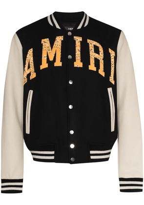AMIRI logo-appliqué varsity bomber jacket - Black