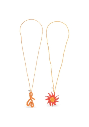 Ruslan Baginskiy flower and heart necklace (set of two) - Silver