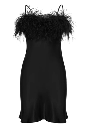 Sleeper Boheme feather-trim minidress - Black