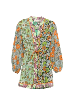 ALEMAIS mini floral print tie dress - Green