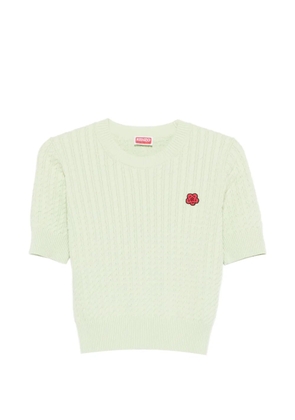 Kenzo cable-knit logo-appliqué T-shirt - Green