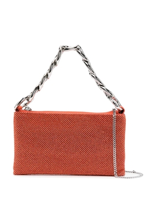 Patrizia Pepe Maxichain rhinestone clutch bag - Orange