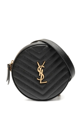 Saint Laurent Pre-Owned 2019 Vinyl Round chevron leather cross body bag - Black