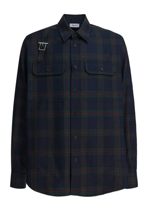 Alexander McQueen buckle-strap plaid shirt - Blue