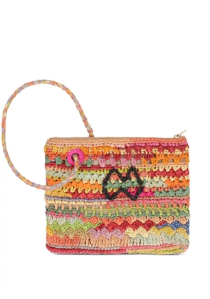 MADE FOR A WOMAN MW raffia zip clutch bag - Orange