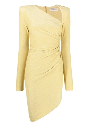 Alexandre Vauthier metallic-sheen asymmetric fitted dress - Yellow