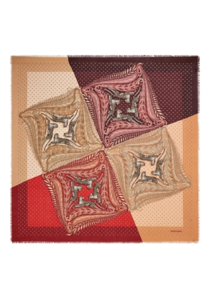 Ferragamo Madras-print cashmere scarf - Red