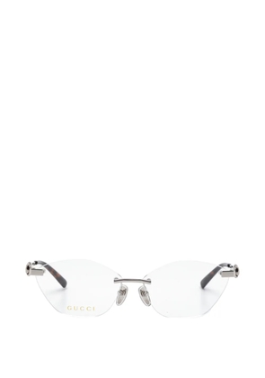 Gucci Eyewear Horsebit round-frame glasses - Silver