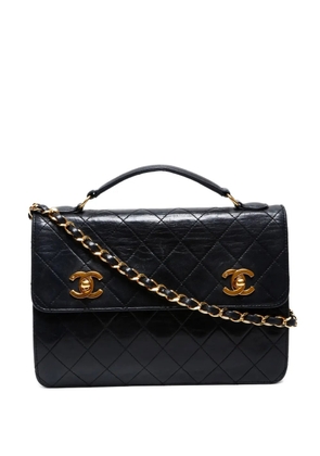 CHANEL Pre-Owned 1989-1991 Double Turn-Lock Flap shoulder bag - Black