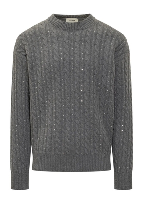 A Paper Kid cable-knit crew-neck sweater - Grey