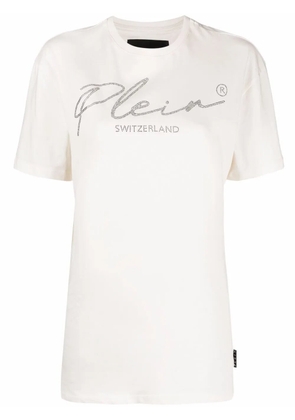 Philipp Plein crystal logo T-shirt - Neutrals