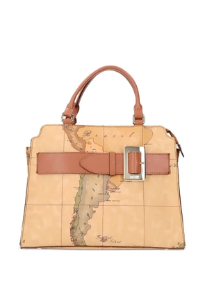 ALVIERO MARTINI 1° CLASSE map-print handle tote bag - Neutrals
