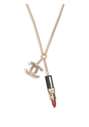 CHANEL Pre-Owned 2004 Chanel CC Mark lipstick motif necklace - Gold