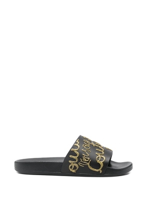 Versace Jeans Couture embossed slides - Black