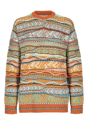 Laneus geometric-pattern crew-neck sweater - Orange