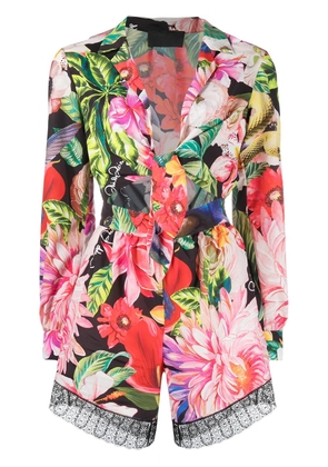 Philipp Plein lace-hem floral jumpsuit - Green