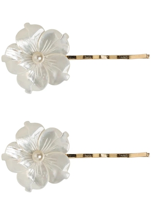 Jennifer Behr Zia floral bobby pins - White