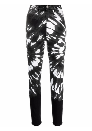 Philipp Plein tie-dye slim-fit trousers - Black